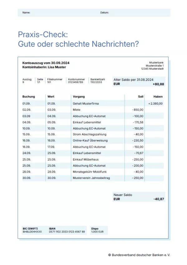Arbeitsblatt: Zahlungsverkehr | Gute oder schlechte Nachrichten? (Arbeitsblatt)