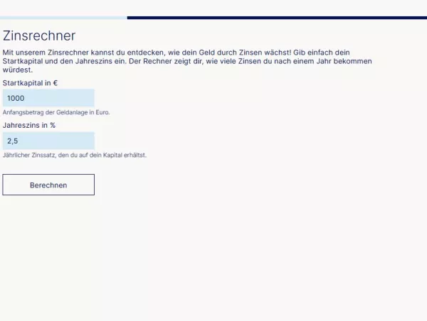 Webtool: Finanzen gestalten | Zins-Rechner