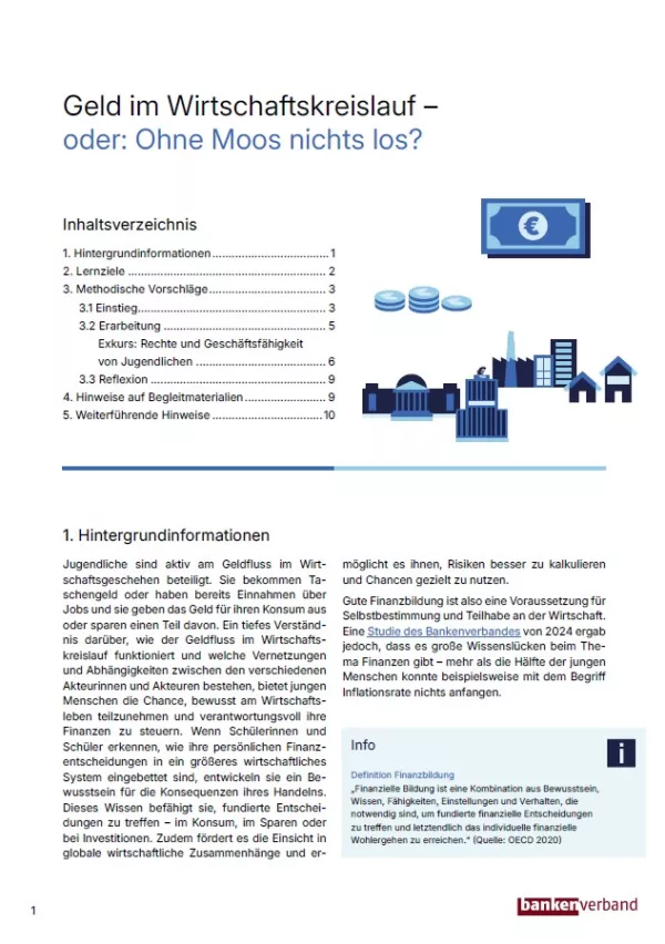 Unterrichtsplanung: Geld im Wirtschaftskreislauf | Pädagogischer Leitfaden