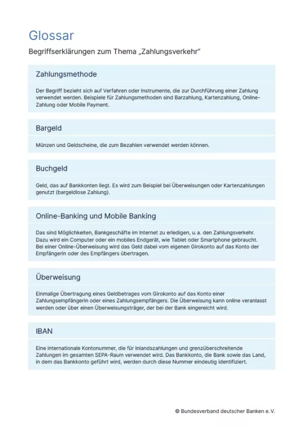Glossar: Zahlungsverkehr | Glossar