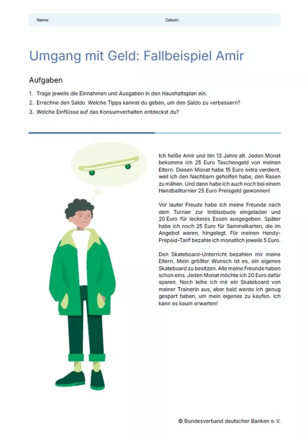 Arbeitsblatt: Umgang mit Geld | Fallbeispiele (Arbeitsblatt)
