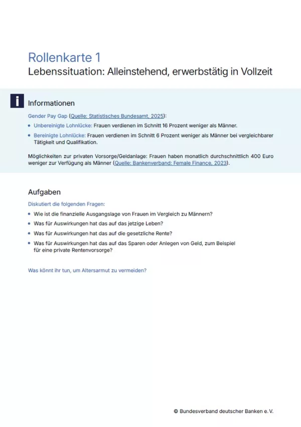 Arbeitsblatt: Weibliche Altersarmut | Arbeitsblatt