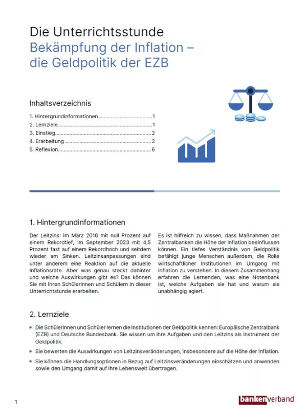 Unterrichtsplanung: Geldpolitik | Pädagogischer Leitfaden