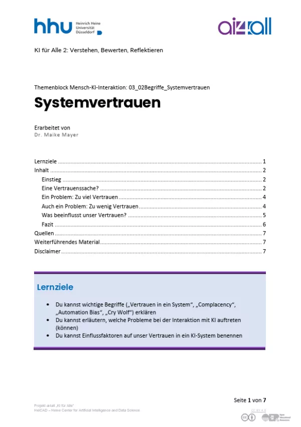 Kurs: Mensch-KI-Interaktion | 02 | Systemvertrauen (PDF)
