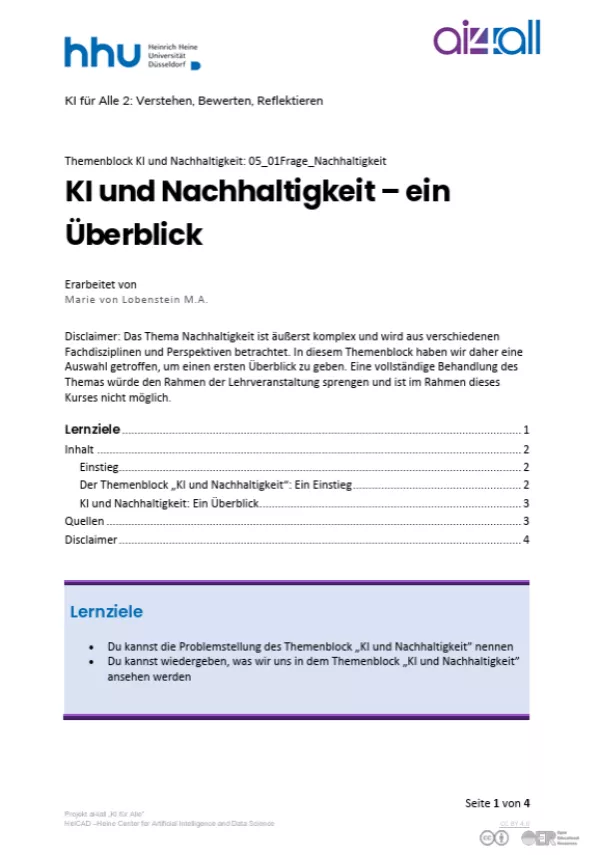 Kurs: KI und Nachhaltigkeit | 01 | KI-Nachhaltigkeit: Einführung (PDF)