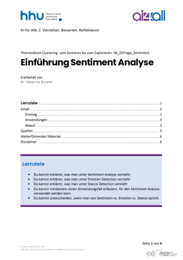 Kurs: Clustering: vom Sortieren bis zum Explorieren | 01 | Einführung Sentiment Analyse (PDF)