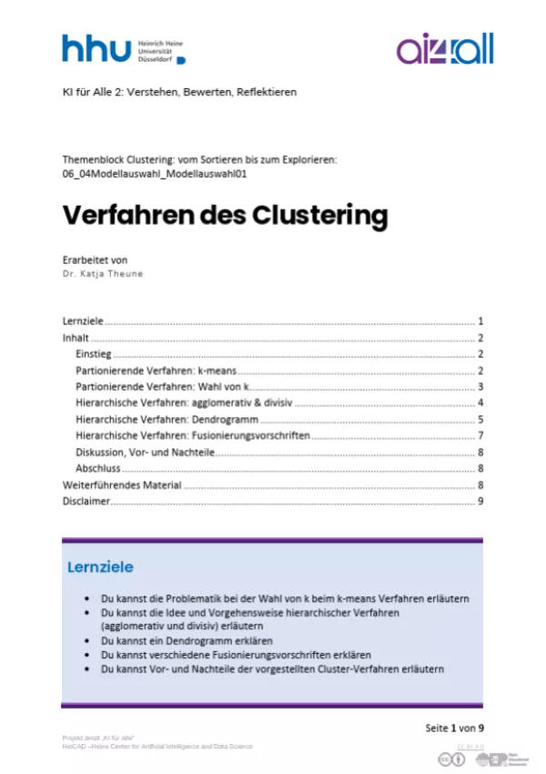 Kurs: Clustering: vom Sortieren bis zum Explorieren | 03 | Verfahren des Clustering (PDF)