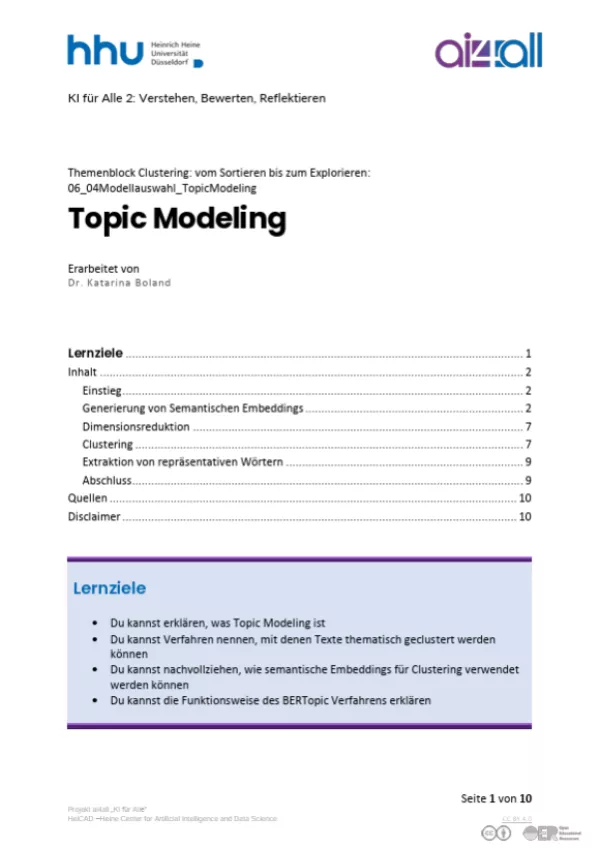 Kurs: Clustering: vom Sortieren bis zum Explorieren | 03 | Topic Modeling (PDF)