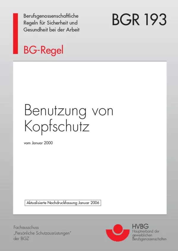 Broschuere: DGUV Regel 112-193 - Benutzung von Kopfschutz