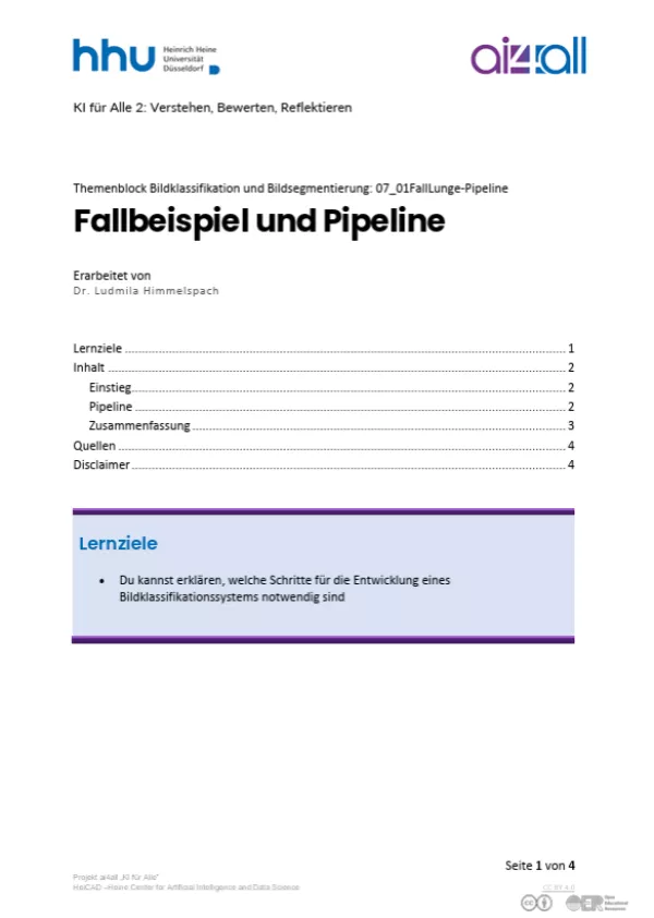 Kurs: Bildklassifikation und Bildsegmentierung | 02 | Fallbeispiel und Pipeline (PDF)