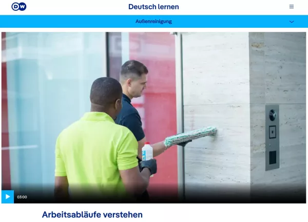 Interaktion: Gebäudereinigung | Außenreinigung: Arbeitsabläufe verstehen (Trennbare Verben)