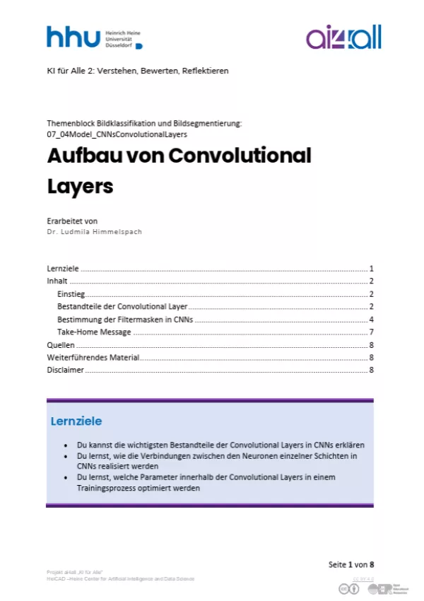 Kurs: Bildklassifikation und Bildsegmentierung | 05 | Aufbau von Convolutional Layers (PDF)