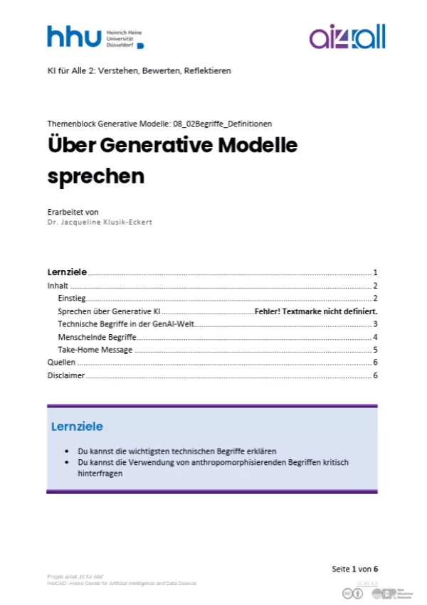 Kurs: Generative Modelle | 02 | Über Generative Modelle sprechen (PDF)