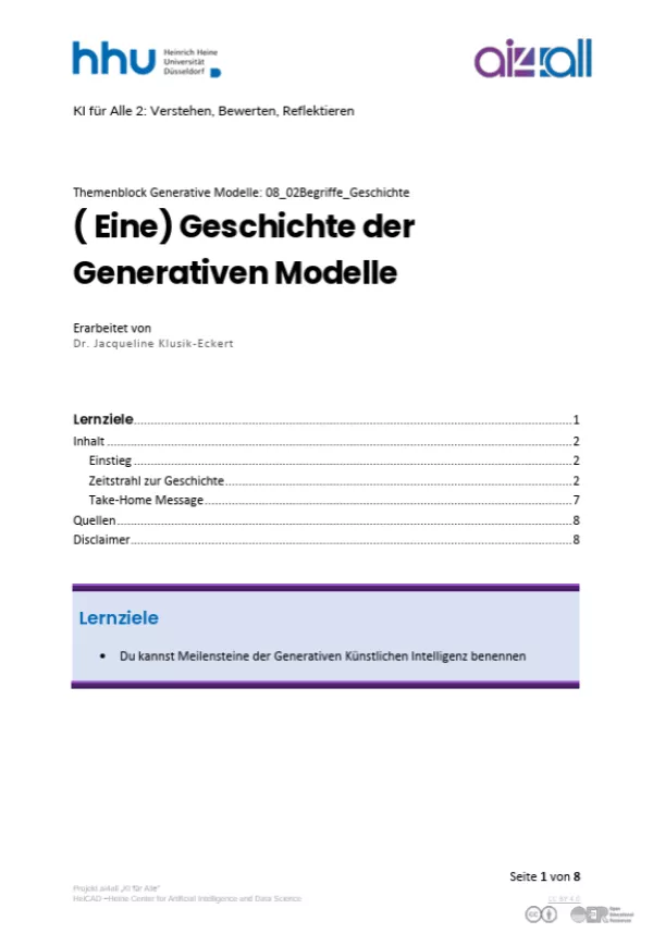 Kurs: Generative Modelle | 02 | Geschichte generativer KI