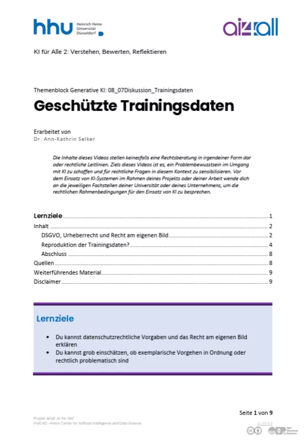 Kurs: Generative Modelle | 05 | Geschützte Trainingsdaten (PDF)