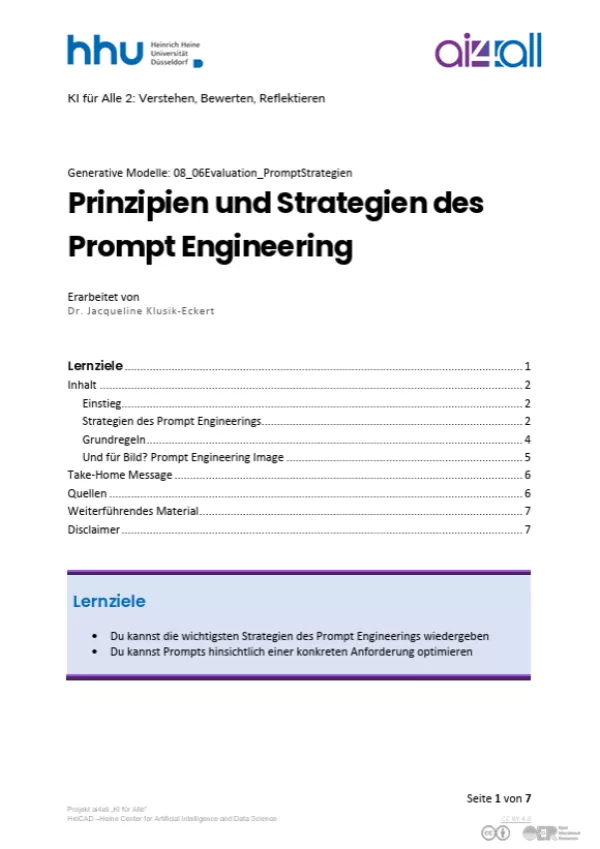 Kurs: Generative Modelle | 06 | Prinzipien und Strategien des Prompt Engineering (PDF)