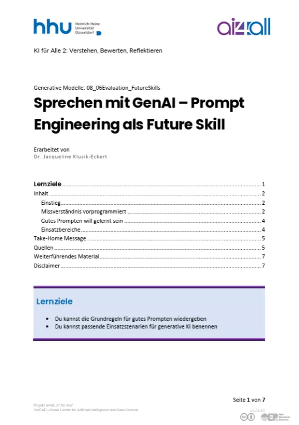 Kurs: Generative Modelle | 06 | Sprechen mit GenAI – Prompt Engineering als Future Skill (PDF)
