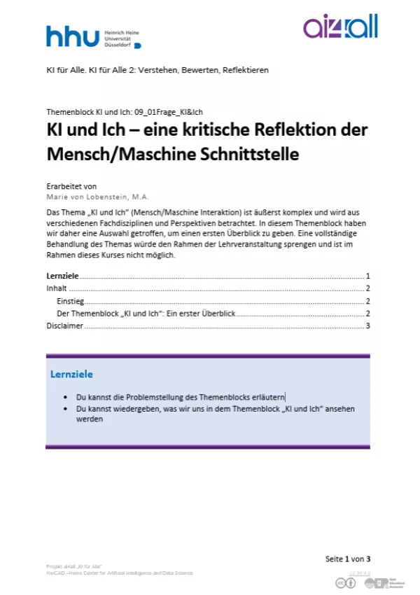 Kurs: KI und Ich | 01 | Einleitung (PDF)