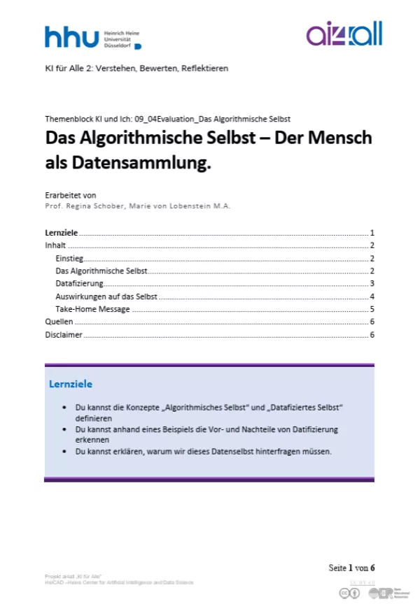 Kurs: KI und Ich | 08 | Das Algorithmische Selbst (PDF)