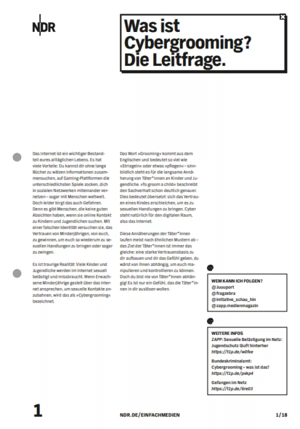 Unterrichtsbaustein: Cybergrooming | Schülerversion