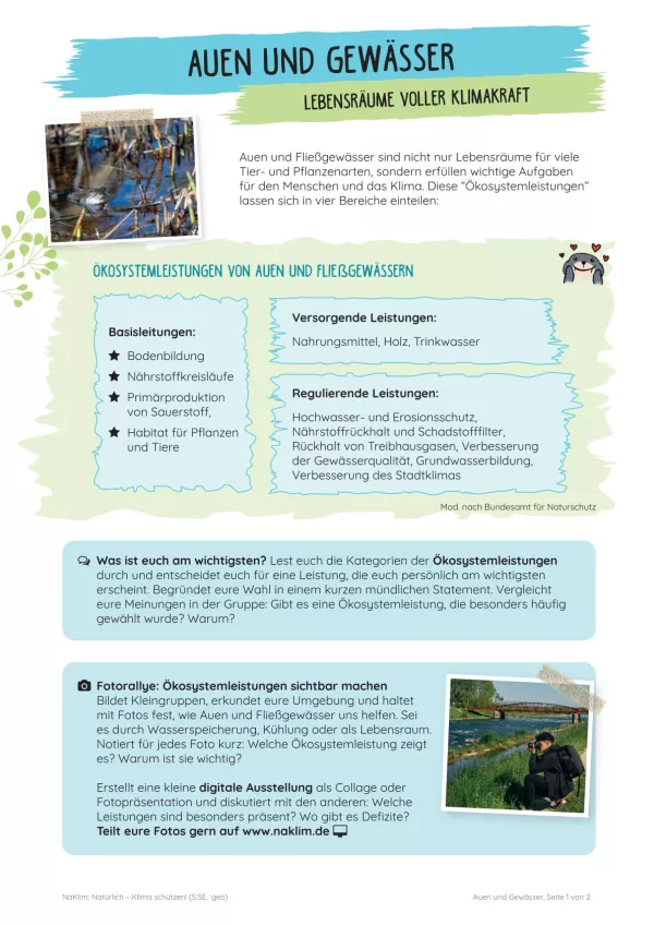 Unterrichtsbaustein: Auen und Gewässer | Lebensräume voller Klimakraft