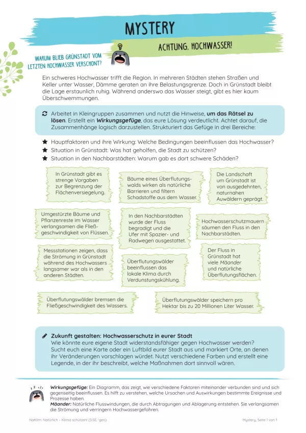 Unterrichtsbaustein: Mystery | Achtung, Hochwasser!