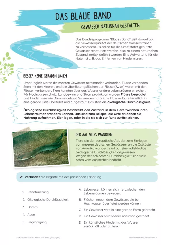 Unterrichtsbaustein: Das blaue Band | Gewässer naturnah gestalten