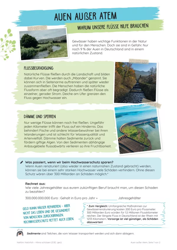 Unterrichtsbaustein: Auen außer Atem | Warum unsere Flüsse Hilfe brauchen