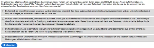 Interaktion: Woche 11 | Recht | Das Recht auf informationelle Selbstbestimmung (Aufgabe 2)