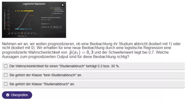 Interaktion: Prognosemodelle: Klassifikation und Regression | 03 | Die logistische Regression (Aufgabe 1)