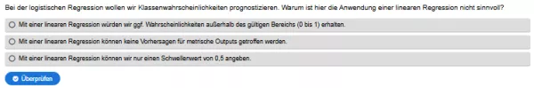 Interaktion: Prognosemodelle: Klassifikation und Regression | 03 | Die logistische Regression (Aufgabe 2)