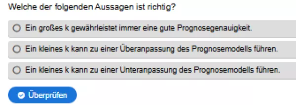 Interaktion: Prognosemodelle: Klassifikation und Regression | 03 | Das k-nearest neighbours Verfahren (Aufgabe 3)