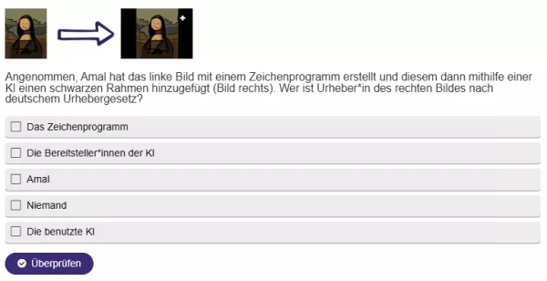 Interaktion: Generative Modelle | 05 | Urheberschaft bei generativen KI-Erzeugnissen (Aufgabe 1)
