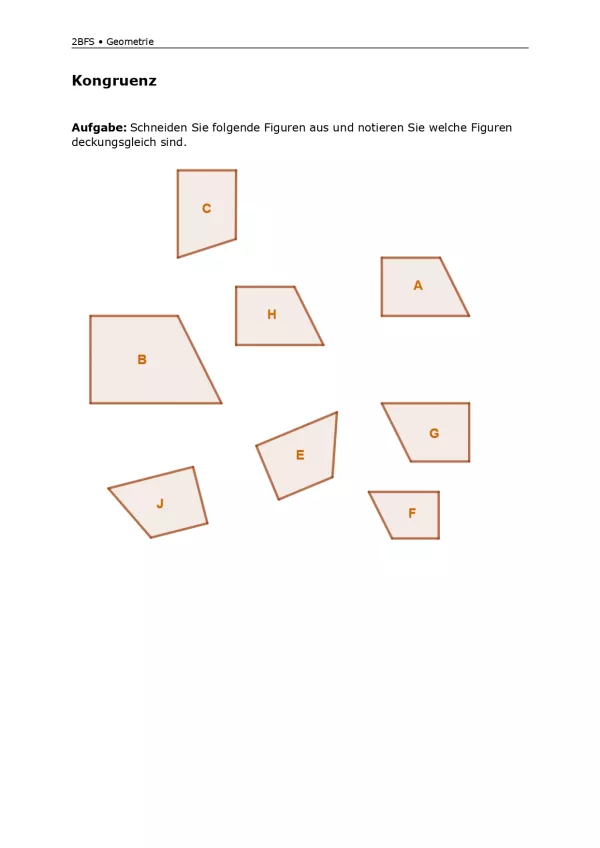 Arbeitsblatt: Mathematik für die Berufsfachschule: Kongruenz