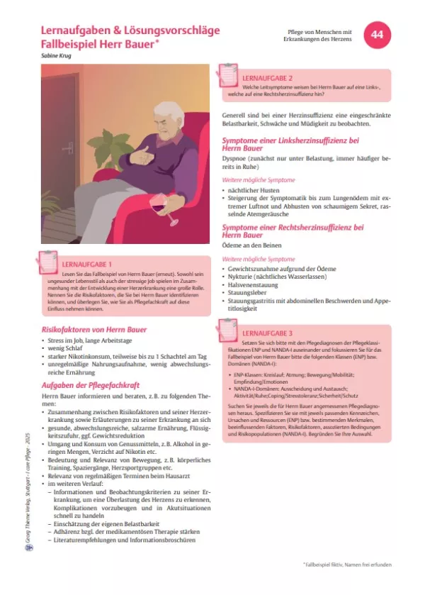 Arbeitsblatt: I care Pflege | Komplexe Fallbeispiele | Herzinsuffizienz (Lösungen)