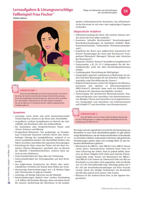 Arbeitsblatt: I care Pflege | Komplexe Fallbeispiele | Brustkrebs (Lösungen)