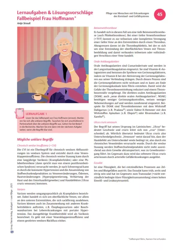 Arbeitsblatt: I care Pflege | Komplexe Fallbeispiele | Veneninsuffizienz (Lösungen)