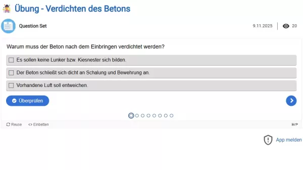 Interaktion: Verdichten des Betons Übung