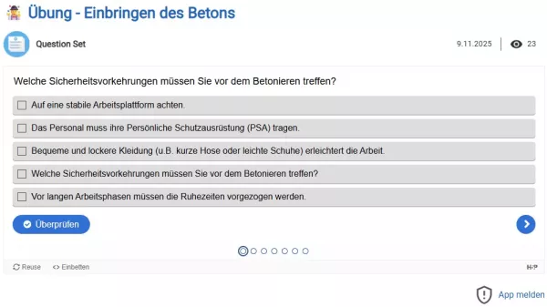 Interaktion: Einbringen des Betons Übung