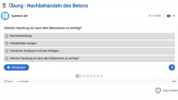 Interaktion: Nachbehandeln des Betons Übung