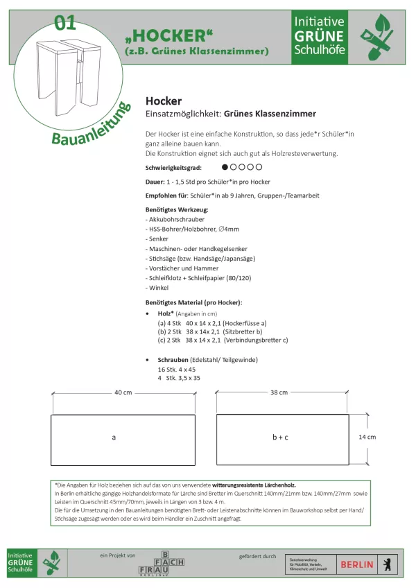 Anleitung: Bauanleitung 01 Hocker