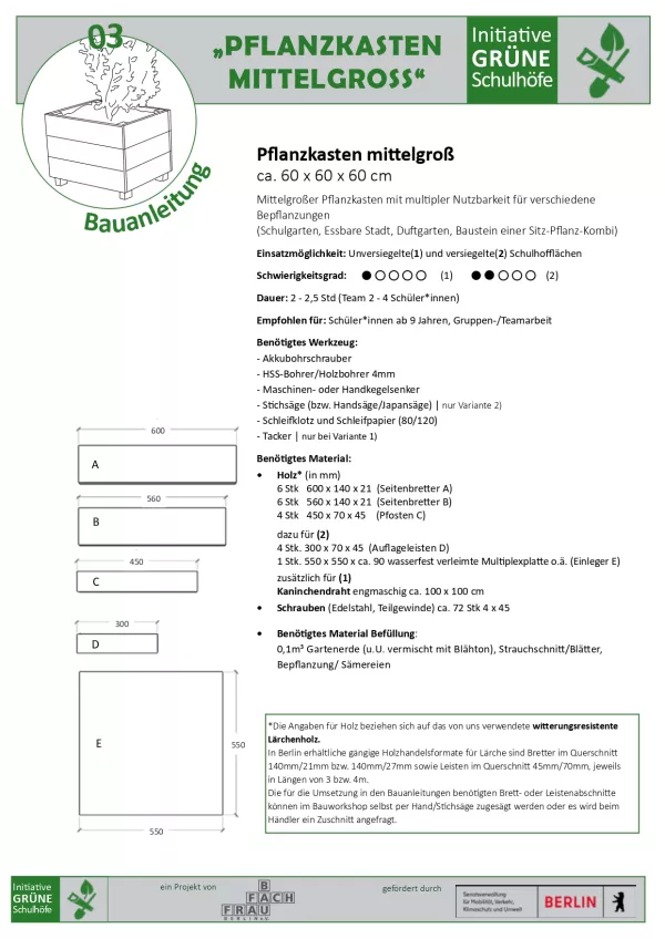 Anleitung: Bauanleitung 03 Pflanzkasten mittelgroß
