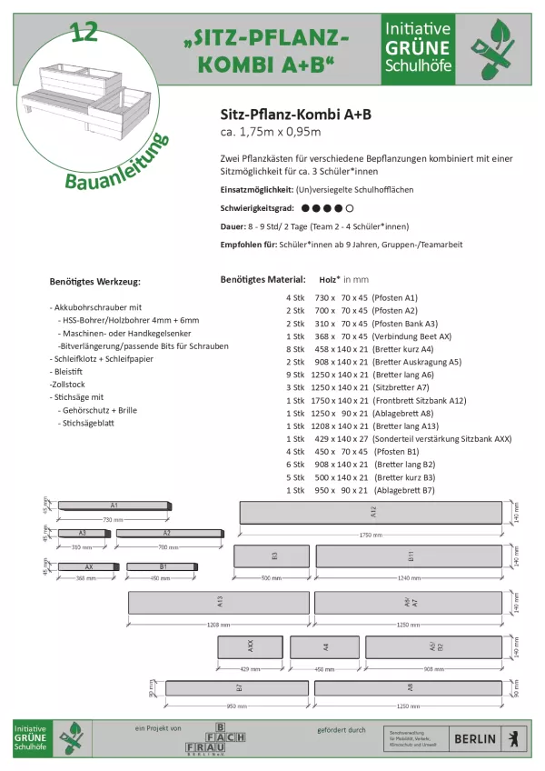 Anleitung: Bauanleitung 12 Sitz-Pflanz-Kombi A+B