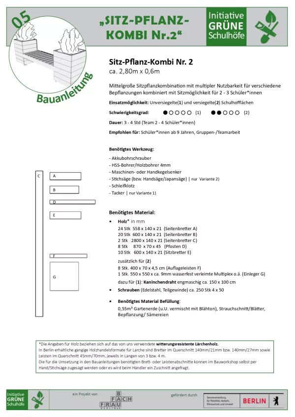 Anleitung: Bauanleitung 05 Sitz-Pflanz-Kombi Nr. 2
