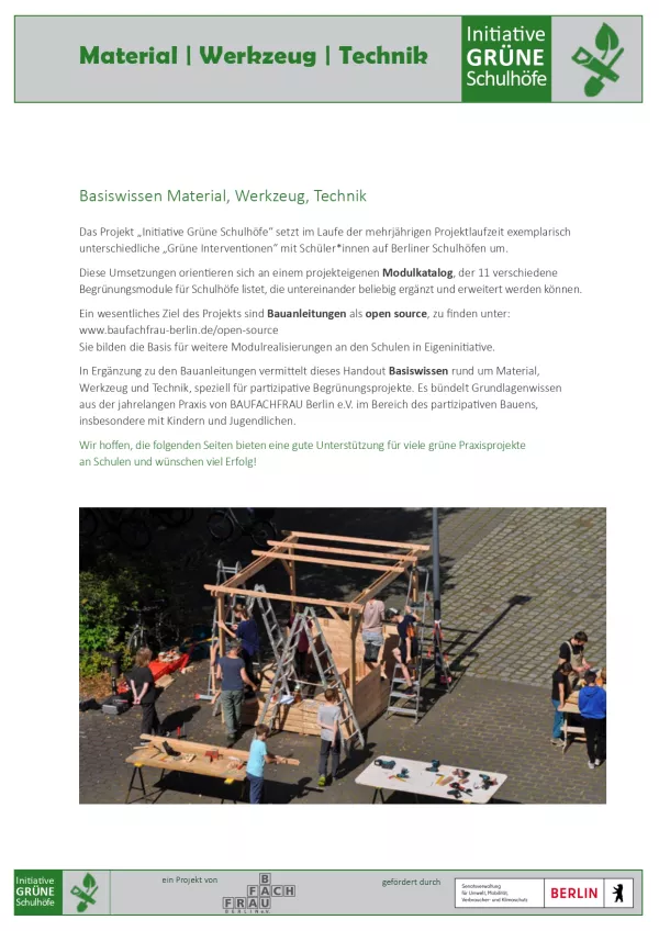 Unterrichtsbaustein: Basiswissen Material, Werkzeug, Technik