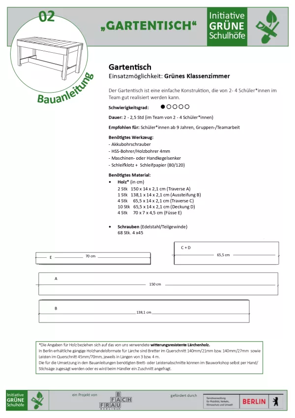 Anleitung: Bauanleitung 02 Gartentisch