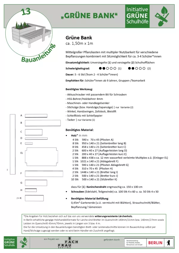 Anleitung: Bauanleitung 14 Grüne Bank