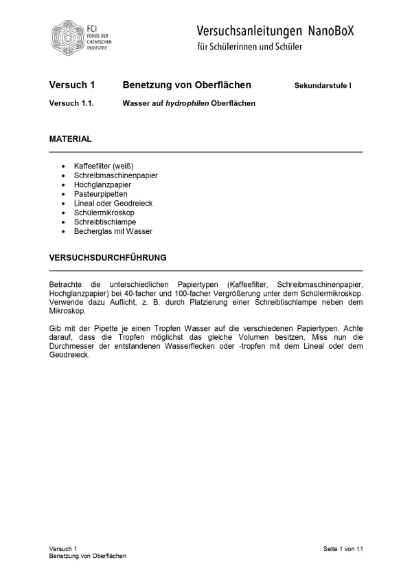 Experiment: Nanotechnologie - Experimente