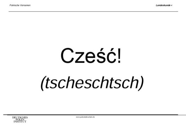 Merkblatt: Polnische Vornamen | Fragen auf Polnisch (inkl. Aussprachehilfe)