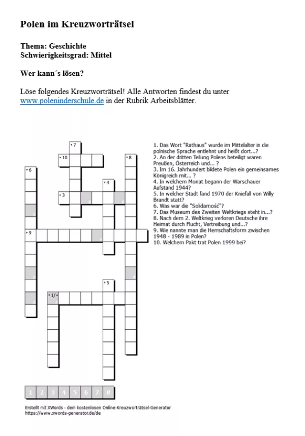 Arbeitsblatt: Polnische Geschichte | mittelschwer